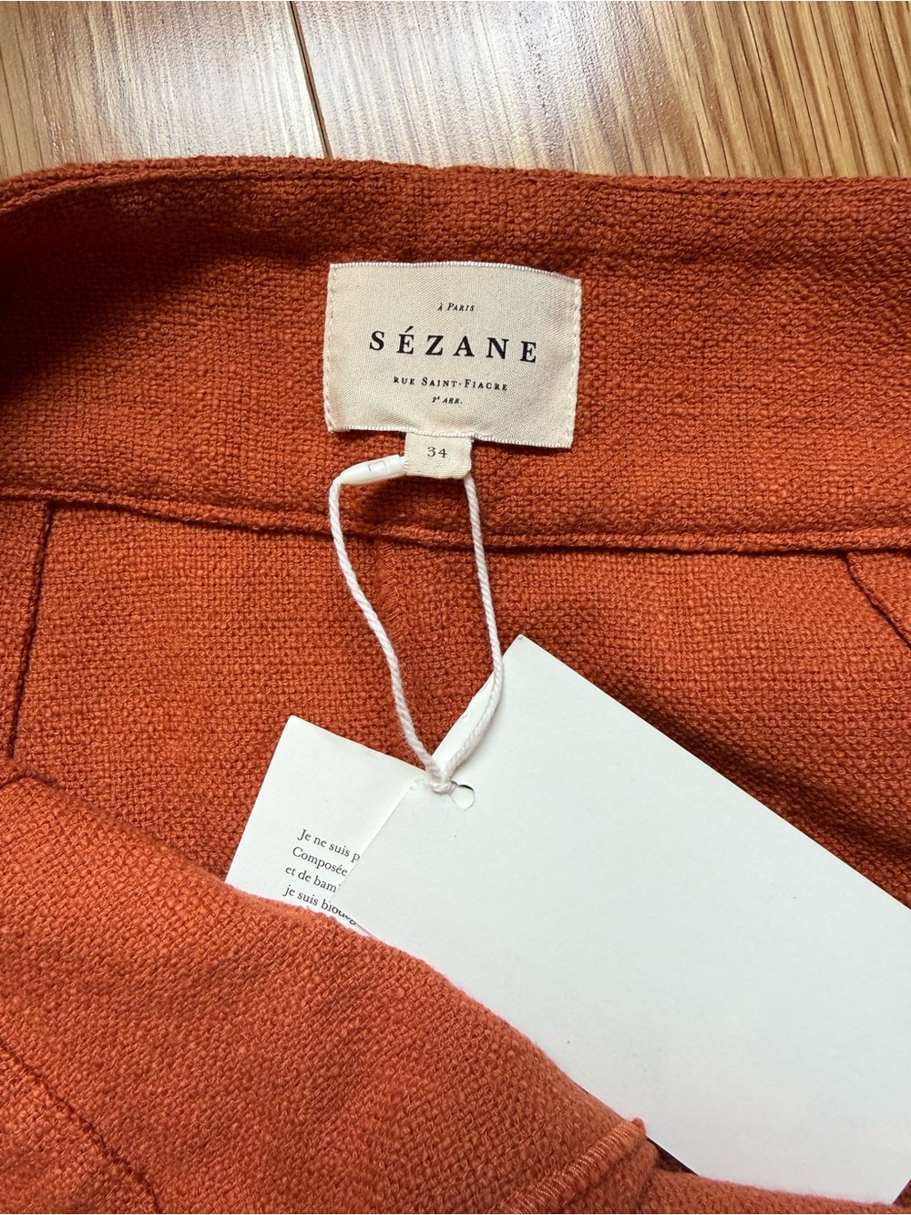 Sezane Gillyne Skirt Brick Orange Pocket mini Skirt - Picture 7 of 12